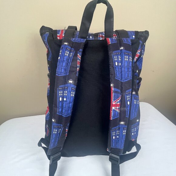Doctor Who BBC Union Jack Tardis Knapsack Rucksack Slouch Backpack Police Blue - Picture 4 of 6